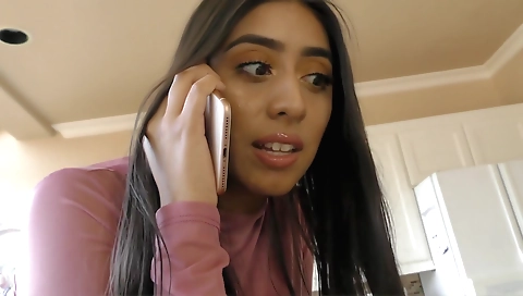 Hairy brunette plays with big black dick in a game