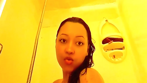 Hairy brunette babe is ready for anal sex in bathroom