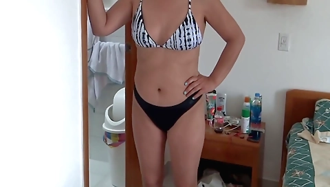 Beautiful amateur brunette beach babe with sexy body 2