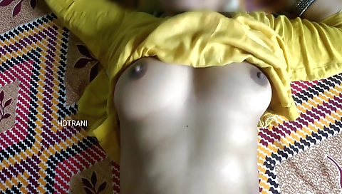 Indian brunette with a hairy pussy gets off in a porn video