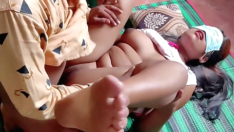 Indian girl with hairy pussy gets drilled by a big dong