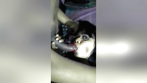 Brunette amateur sex video with her lover sucking dick