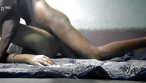 Indian teen bhabhi in leather jacket gives a blowjob