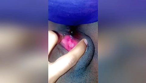 Indian girl with small tits and short hair plays chocolate