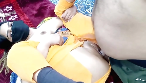 Busty brunette fucked by her hubby and friend in homemade porn