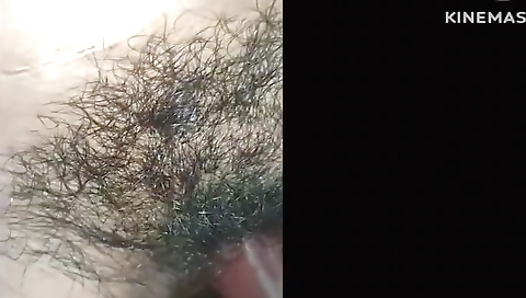 Amateur hairy babe with small tits and a round ass is fucked