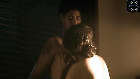 Sexy brunette milf is playing with her ass and her ass is moving