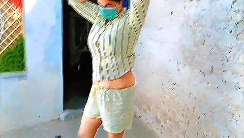 Indian girl fucks a dildo on top of her body in amateur video