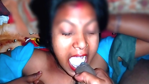 Cute indian girl in sexy outfit has bhabhi in mouth and mouth