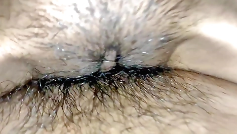 Hairy girlfriend gets her pussy fucked by her horny man
