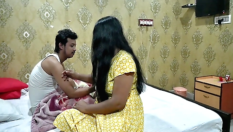 Indian milf in stockings rides his huge black cock