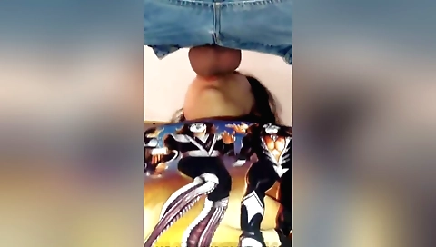 Porn video of a brunette with a deep throat sucking