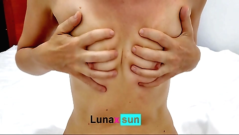 Busty girl with huge boobs and a nice body is watching