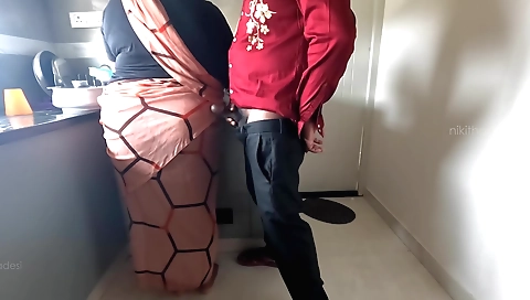 Busty BBW milf Sridevi in a dress and stockings in front