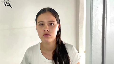 Busty brunette makes out with a guy in a homemade porn video