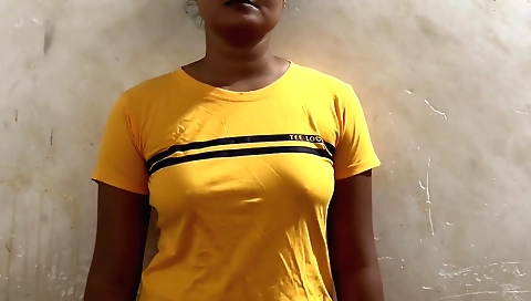 Indian teen with big tits wears a white dress and a black top