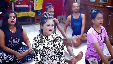 Indian yoga girl fucks herself and her yoga class teacher