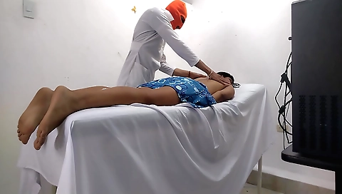 Indian massage with a brunette client in a hot 4k video