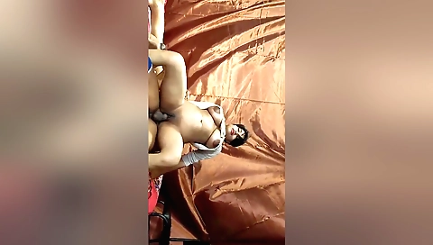 A hot brunette and her hot lover are doing a hot fuck