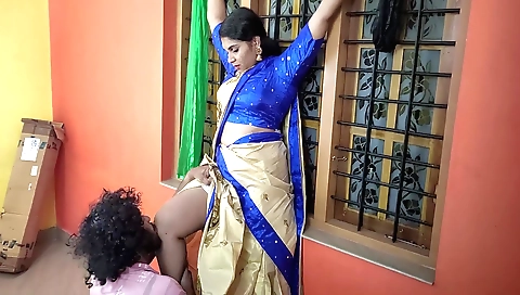 Indian half-saree bdsm & bondage movie with mallu hot sex