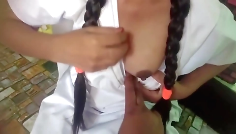 Hot schoolgirl with a sexy pussy takes a hard dick