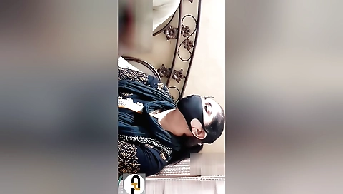 Horny brunette has sex on her face in front of the webcam