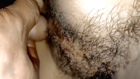 Indian hairy girl with a nice hairy pussy on the bed